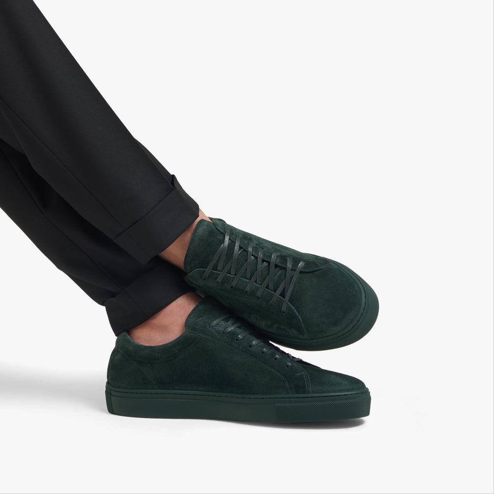 Uniform Standard Men's Series 1 minimalist suede sneaker in Green handcrafted in Portugal