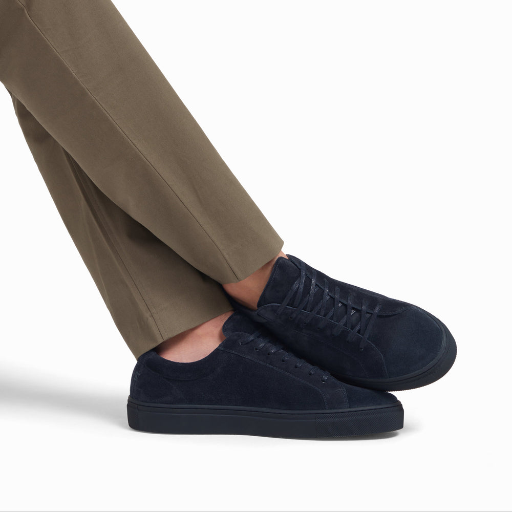 Uniform Standard Men's Series 1 minimalist suede sneaker in Blue handcrafted in Portugal