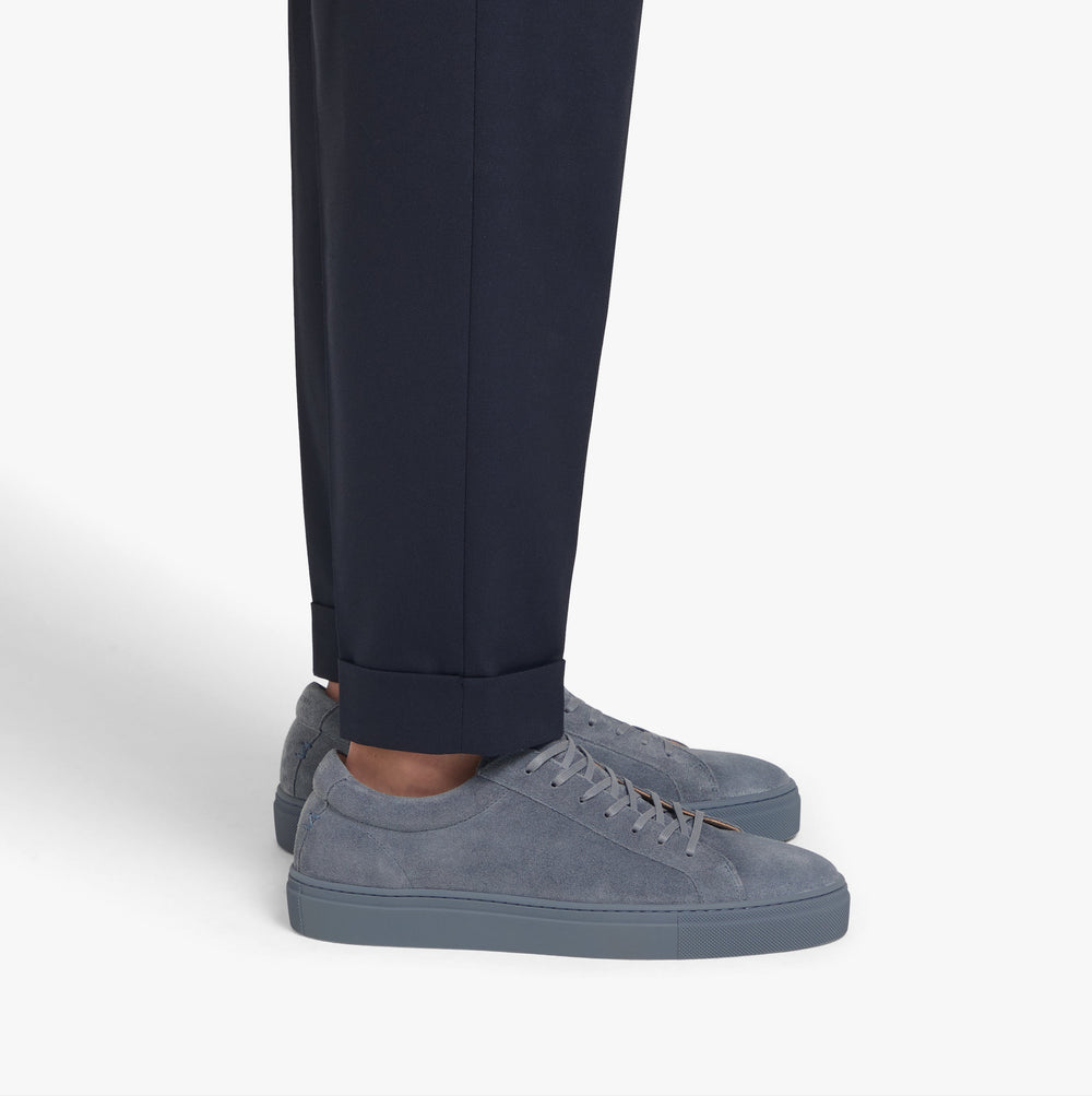 Uniform Standard Men's Series 1 minimalist suede sneaker in Blue handcrafted in Portugal