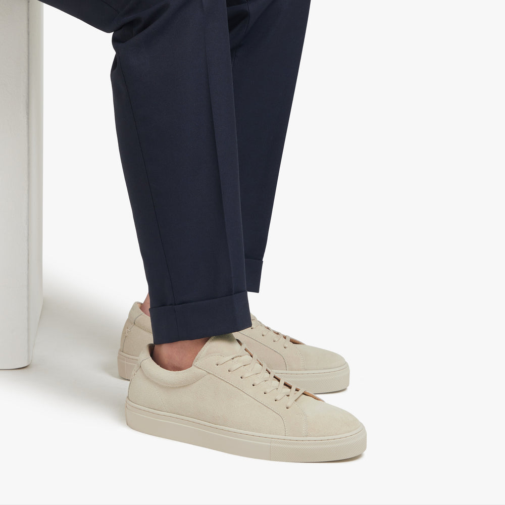 Uniform Standard Men's Series 1 minimalist suede sneaker in Beige handcrafted in Portugal