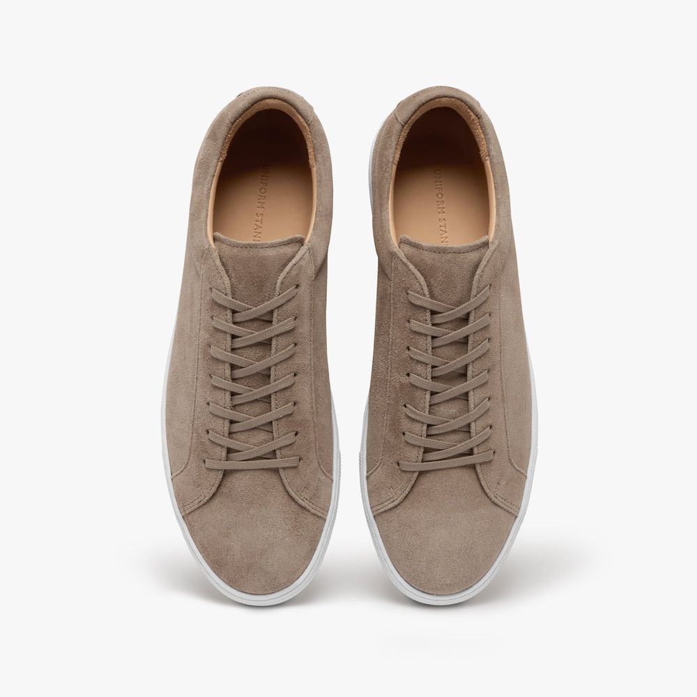 Uniform Standard Men's Series 1 minimalist suede sneaker in Beige handcrafted in Portugal