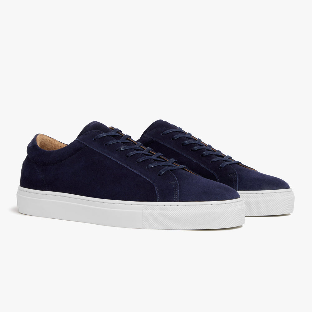 Uniform Standard Men's Series 1 minimalist suede sneaker in Blue handcrafted in Portugal