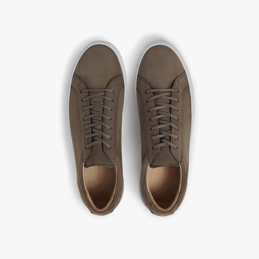 Uniform Standard Men's Series 1 minimalist nubuck leather sneaker in Brown handcrafted in Portugal