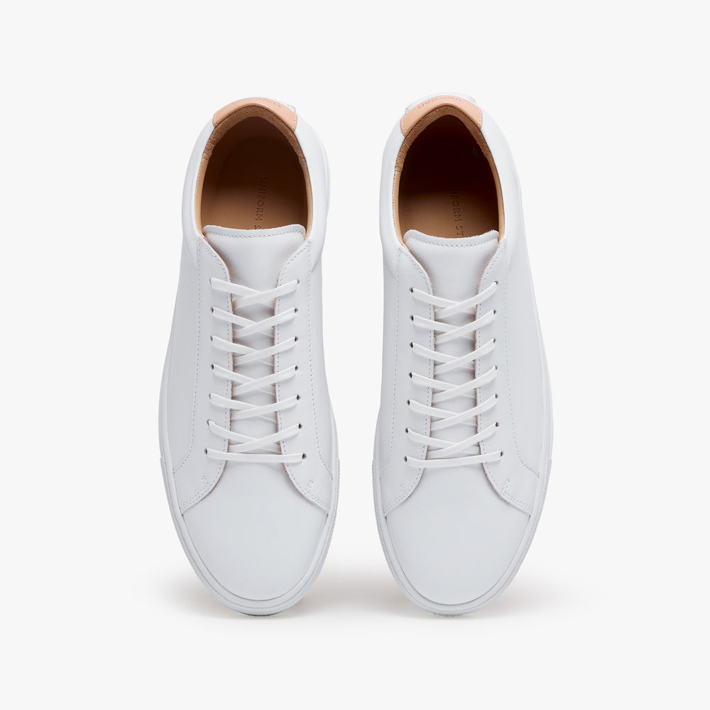 Uniform Standard Men's Series 1 minimalist leather sneaker in White handcrafted in Portugal