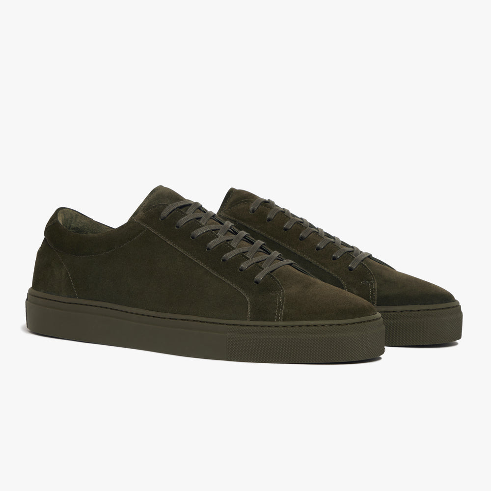 Uniform Standard Men's Series 1 minimalist suede sneaker in Green handcrafted in Portugal