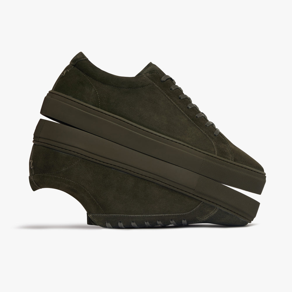 Uniform Standard Men's Series 1 minimalist suede sneaker in Green handcrafted in Portugal