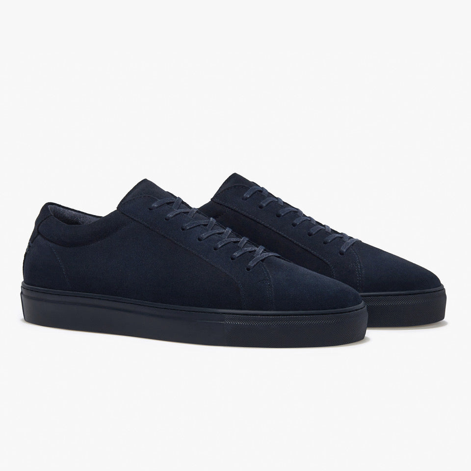 Uniform Standard Men's Series 1 minimalist suede sneaker in Blue handcrafted in Portugal