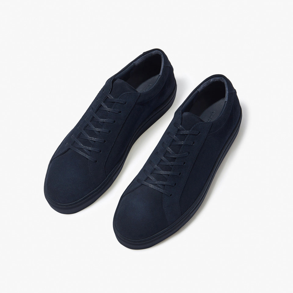 Uniform Standard Men's Series 1 minimalist suede sneaker in Blue handcrafted in Portugal