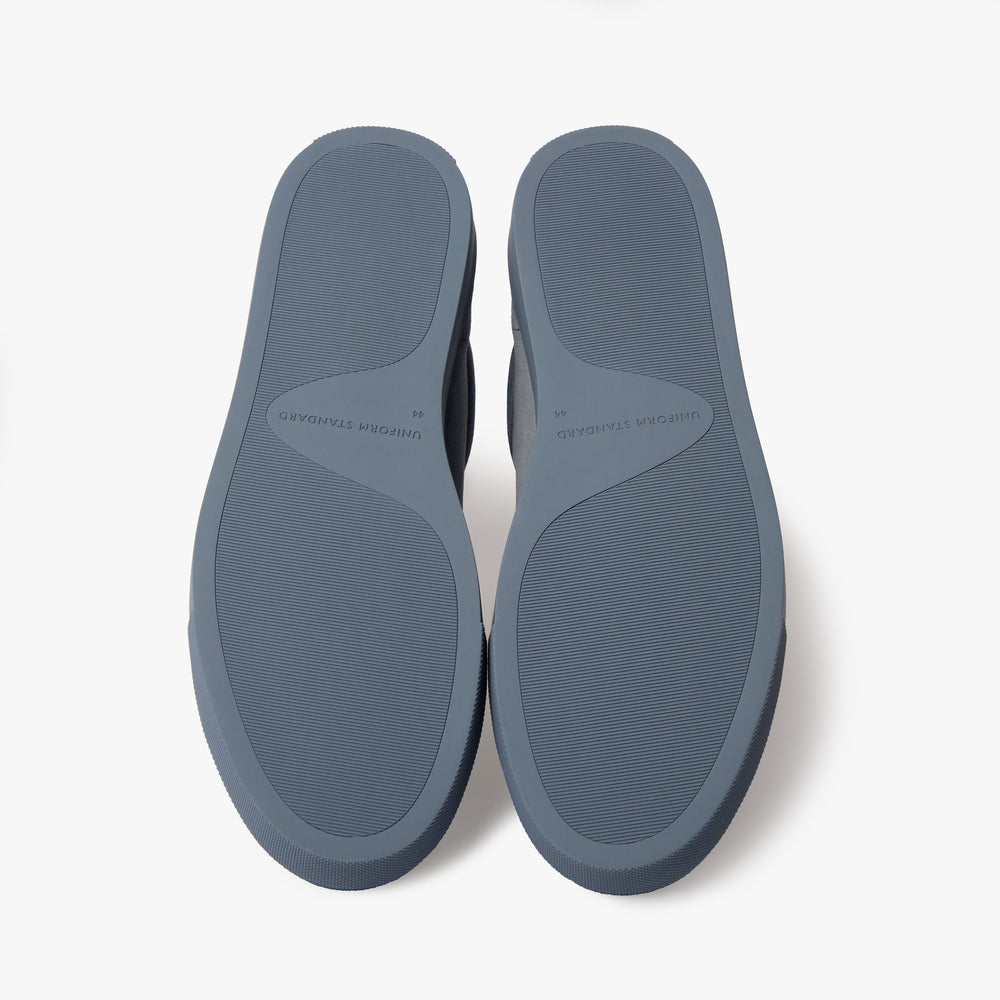 Uniform Standard Men's Series 1 minimalist suede sneaker in Blue handcrafted in Portugal