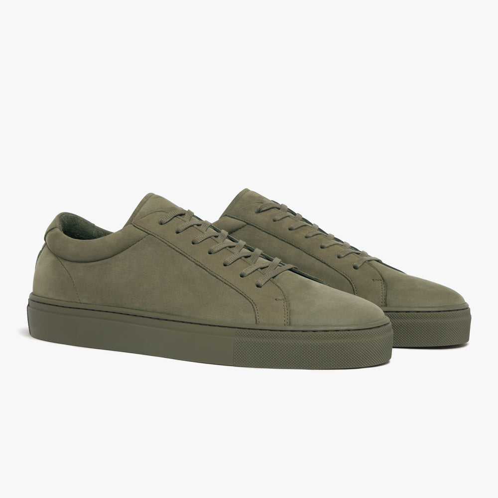 Uniform Standard Men's Series 1 minimalist nubuck leather sneaker in Green handcrafted in Portugal