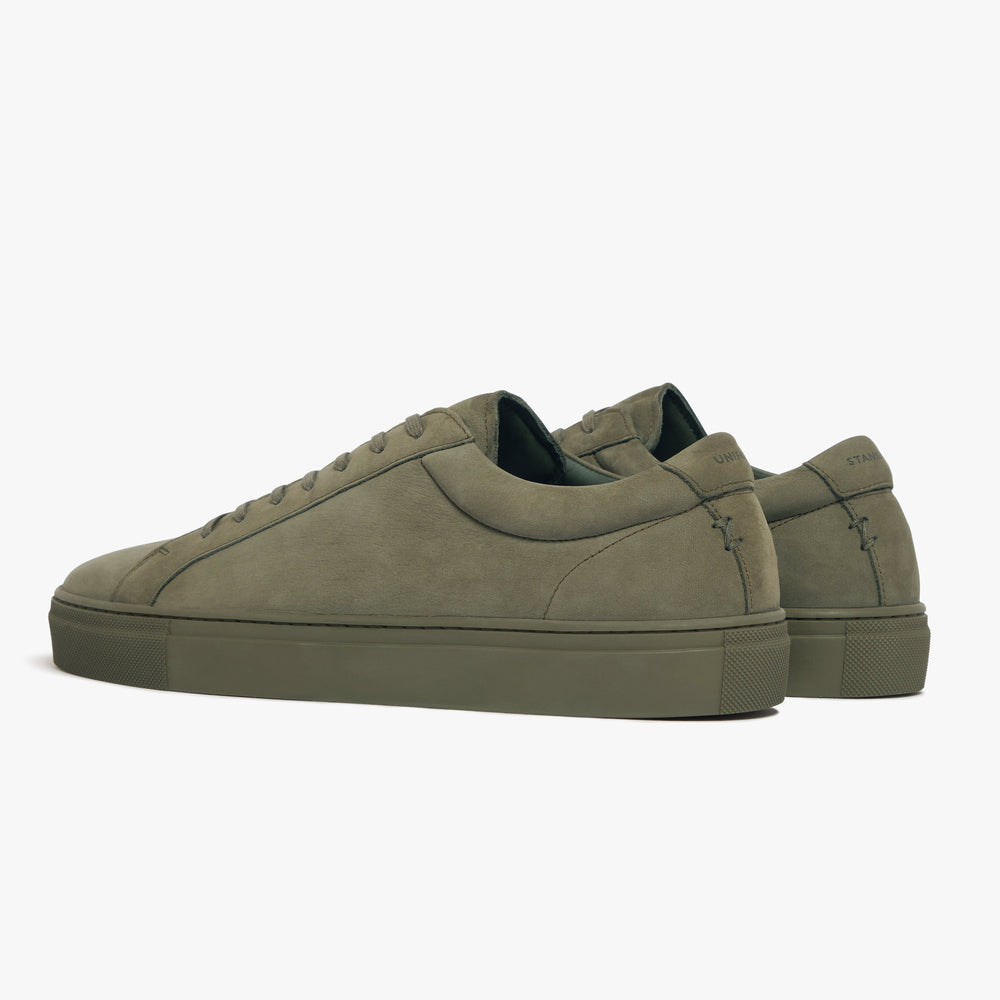 Uniform Standard Men's Series 1 minimalist nubuck leather sneaker in Green handcrafted in Portugal