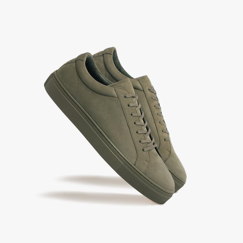 Uniform Standard Men's Series 1 minimalist nubuck leather sneaker in Green handcrafted in Portugal