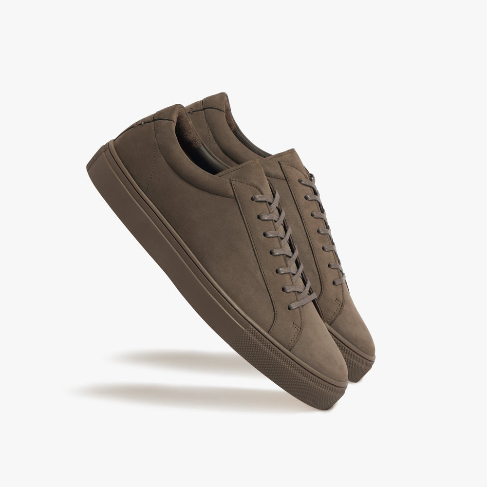 Uniform Standard Men's Series 1 minimalist nubuck leather sneaker in Brown handcrafted in Portugal
