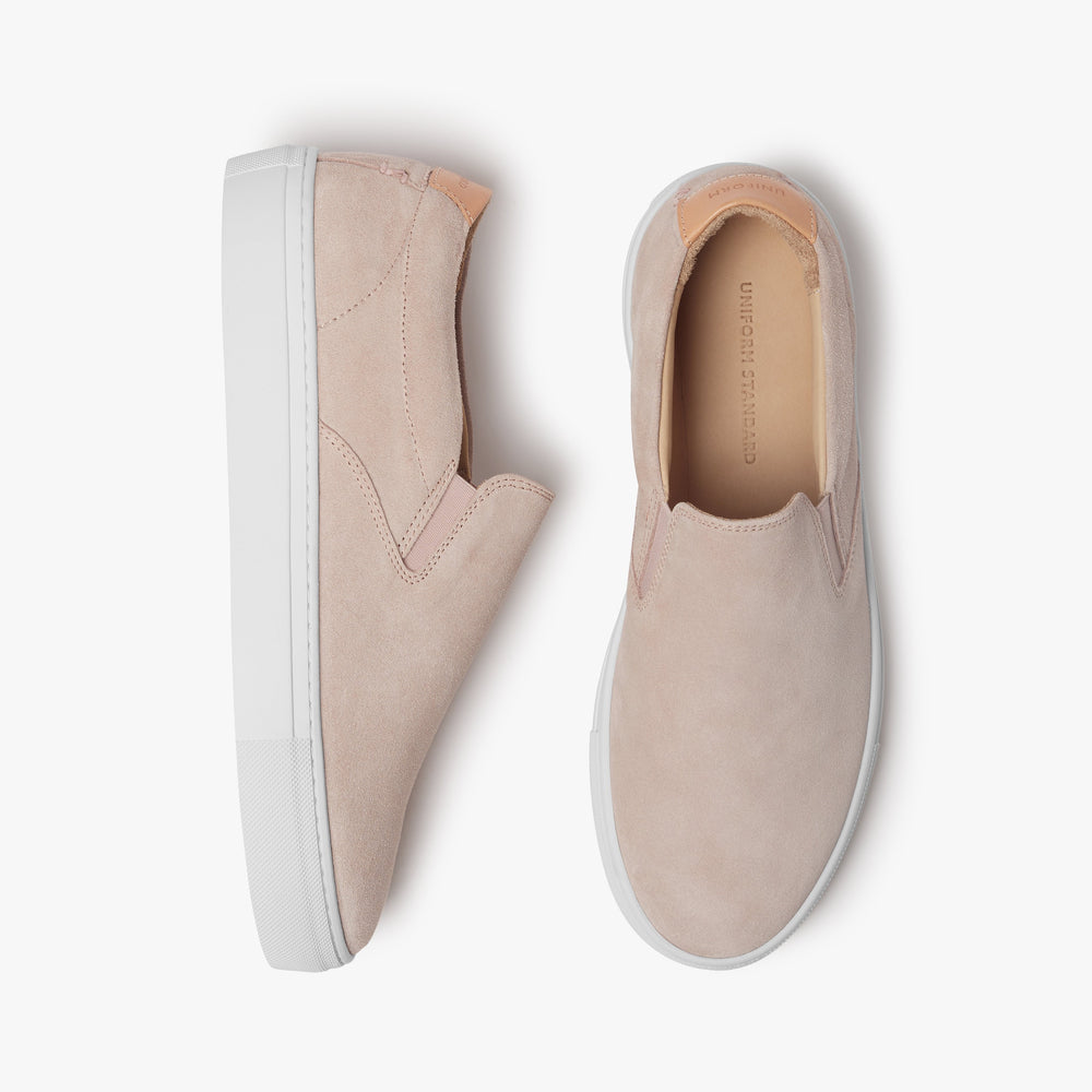 Uniform Standard Women's Series 2 minimalist suede sneaker in Pink handcrafted in Portugal