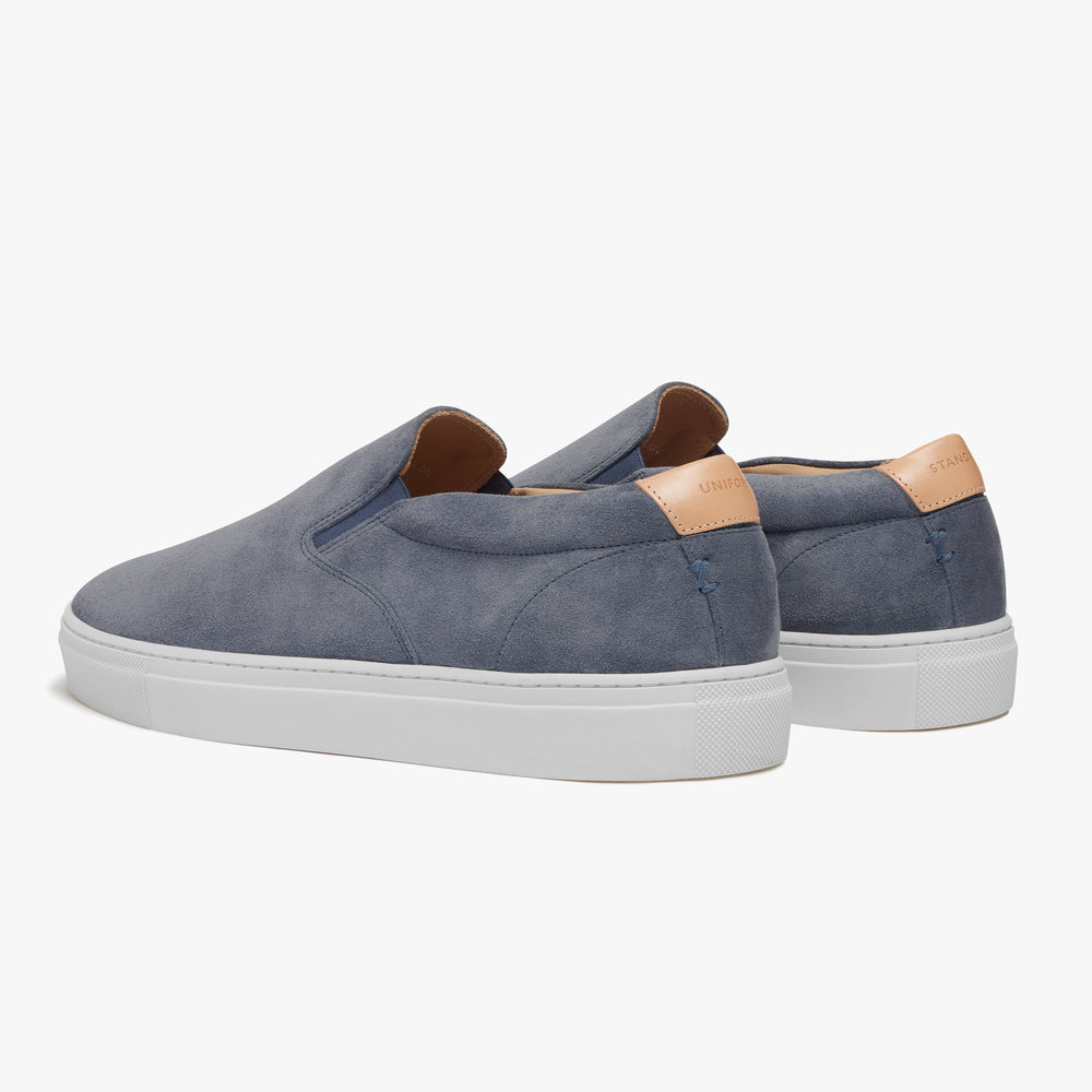 Uniform Standard Men's Series 2 minimalist suede sneaker in Blue handcrafted in Portugal
