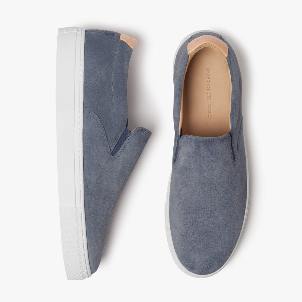 Uniform Standard Men's Series 2 minimalist suede sneaker in Blue handcrafted in Portugal