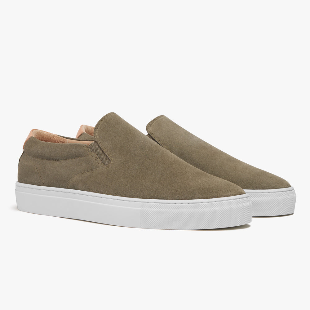 Uniform Standard Men's Series 2 minimalist suede sneaker in Green handcrafted in Portugal