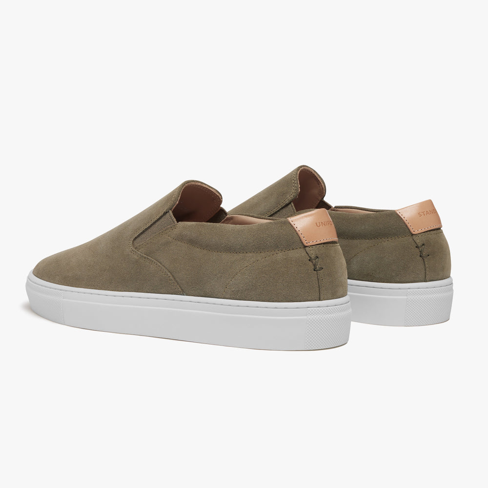 Uniform Standard Men's Series 2 minimalist suede sneaker in Green handcrafted in Portugal