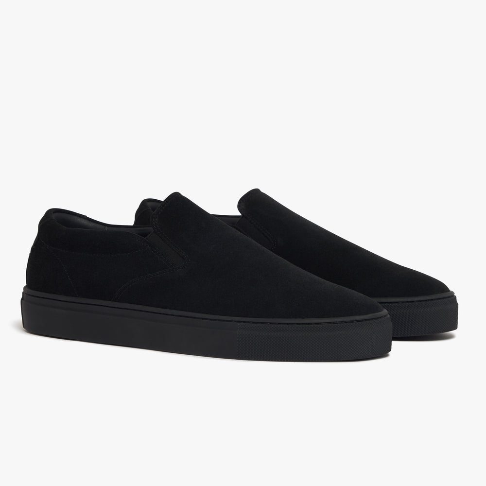 Uniform Standard Men's Series 2 minimalist suede sneaker in Black handcrafted in Portugal