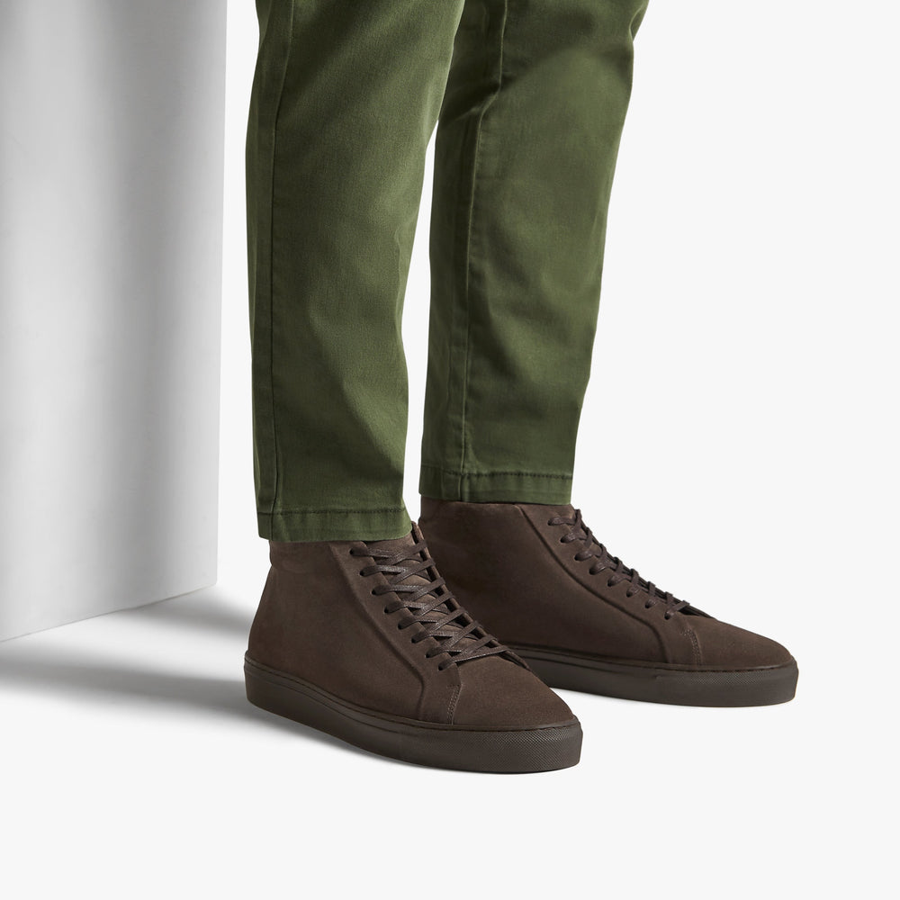 Uniform Standard Men's Series 4 mid top minimalist suede sneaker in Brown handcrafted in Portugal