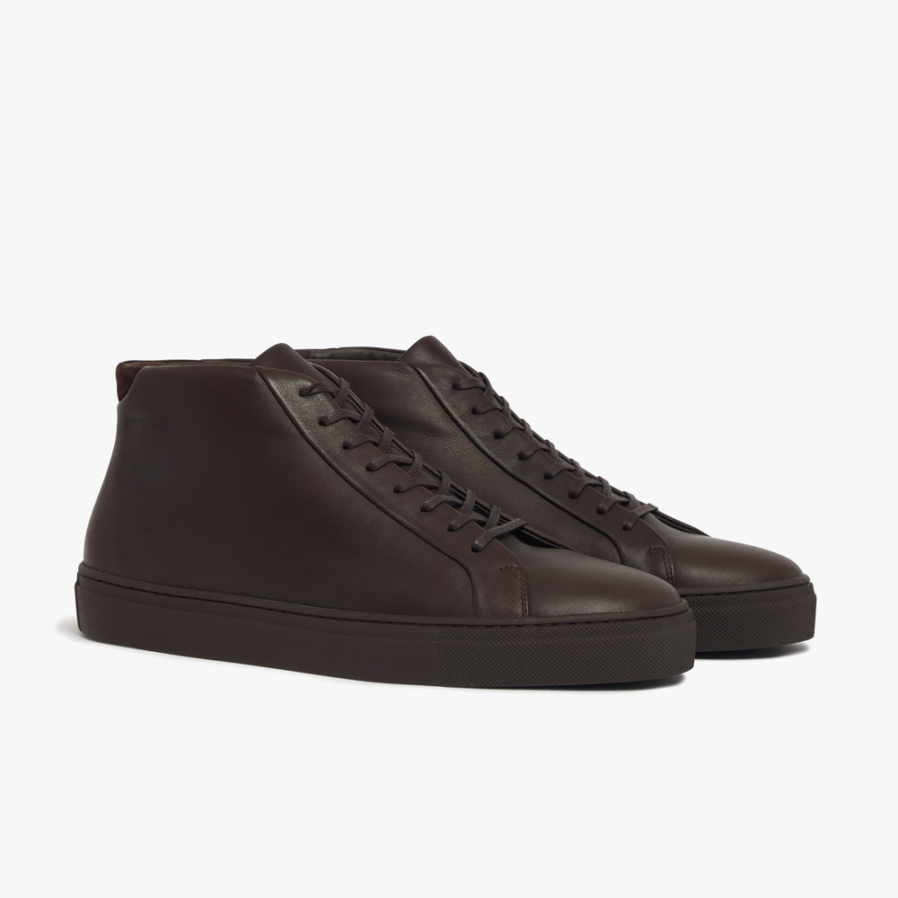 Uniform Standard Men's Series 4 mid top minimalist leather sneaker in Brown handcrafted in Portugal