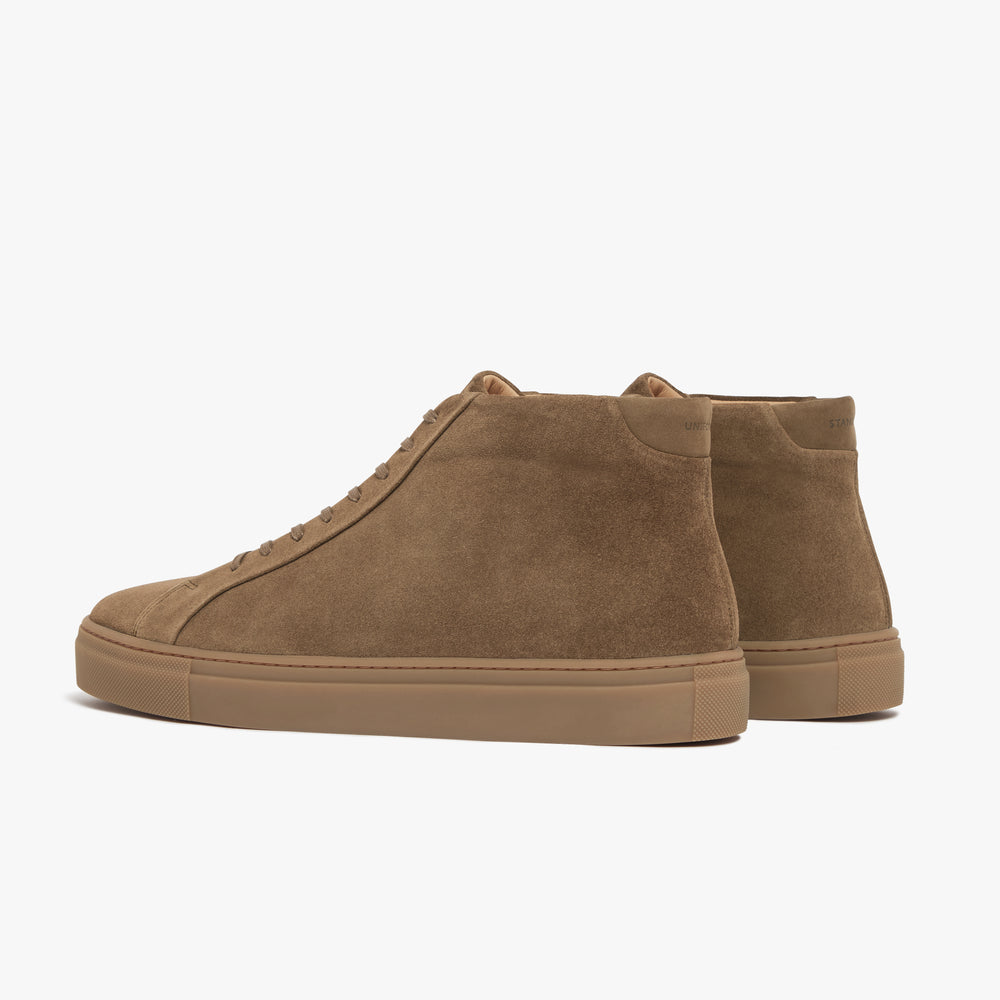 Uniform Standard Men's Series 4 mid top minimalist suede sneaker in Brown handcrafted in Portugal