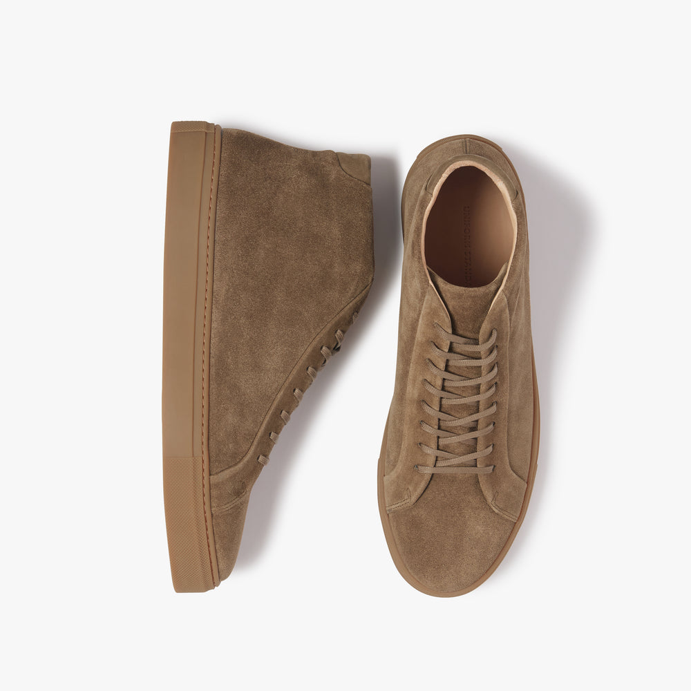 Uniform Standard Men's Series 4 mid top minimalist suede sneaker in Brown handcrafted in Portugal