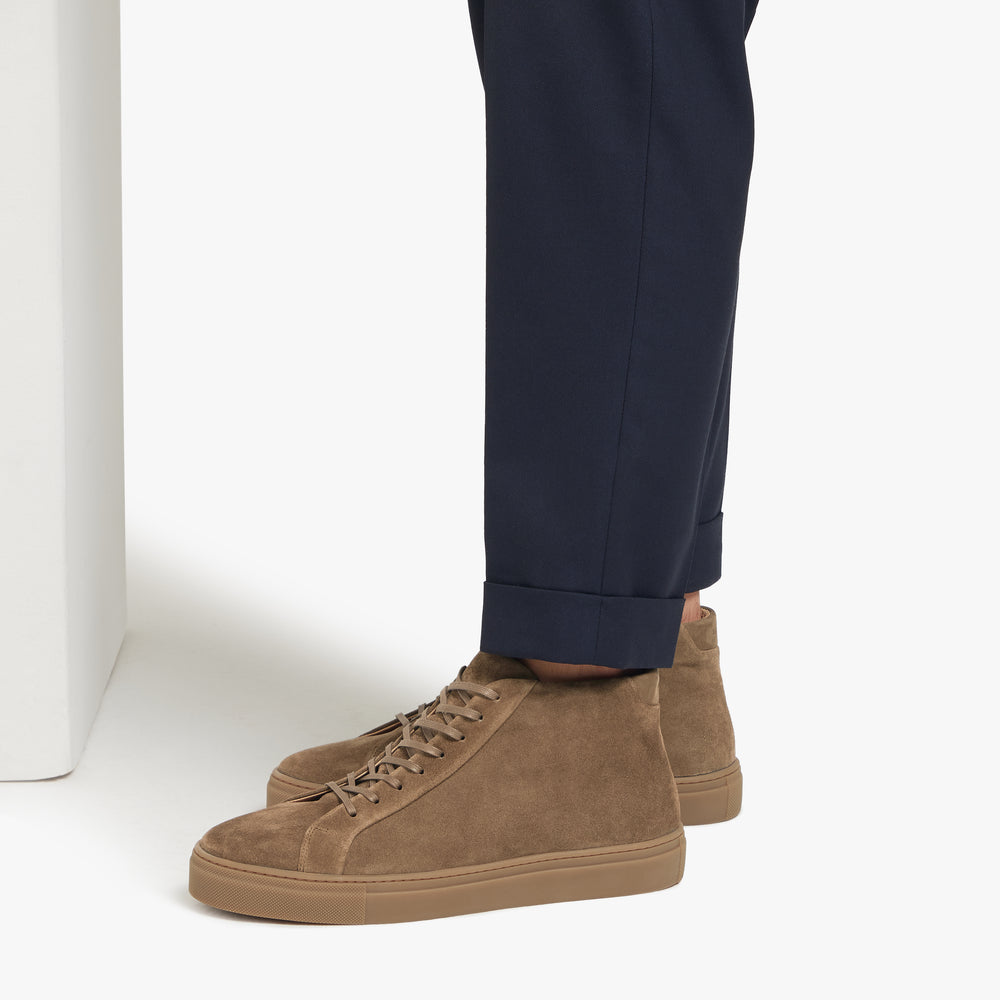 Uniform Standard Men's Series 4 mid top minimalist suede sneaker in Brown handcrafted in Portugal
