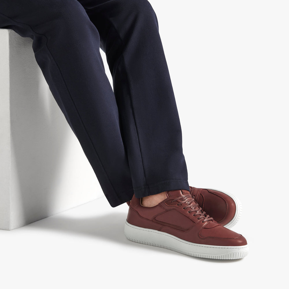 Uniform Standard Men's Series 5 minimalist leather sneaker in Red handcrafted in Portugal