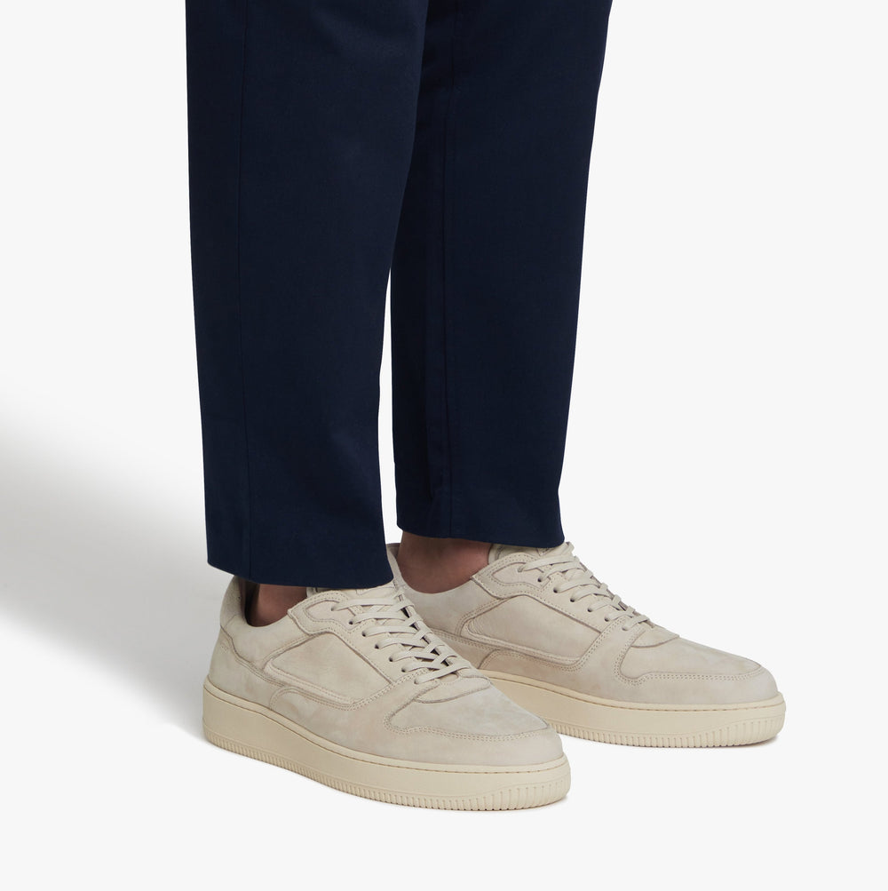 Uniform Standard Men's Series 5 minimalist nubuck leather sneaker in Beige handcrafted in Portugal