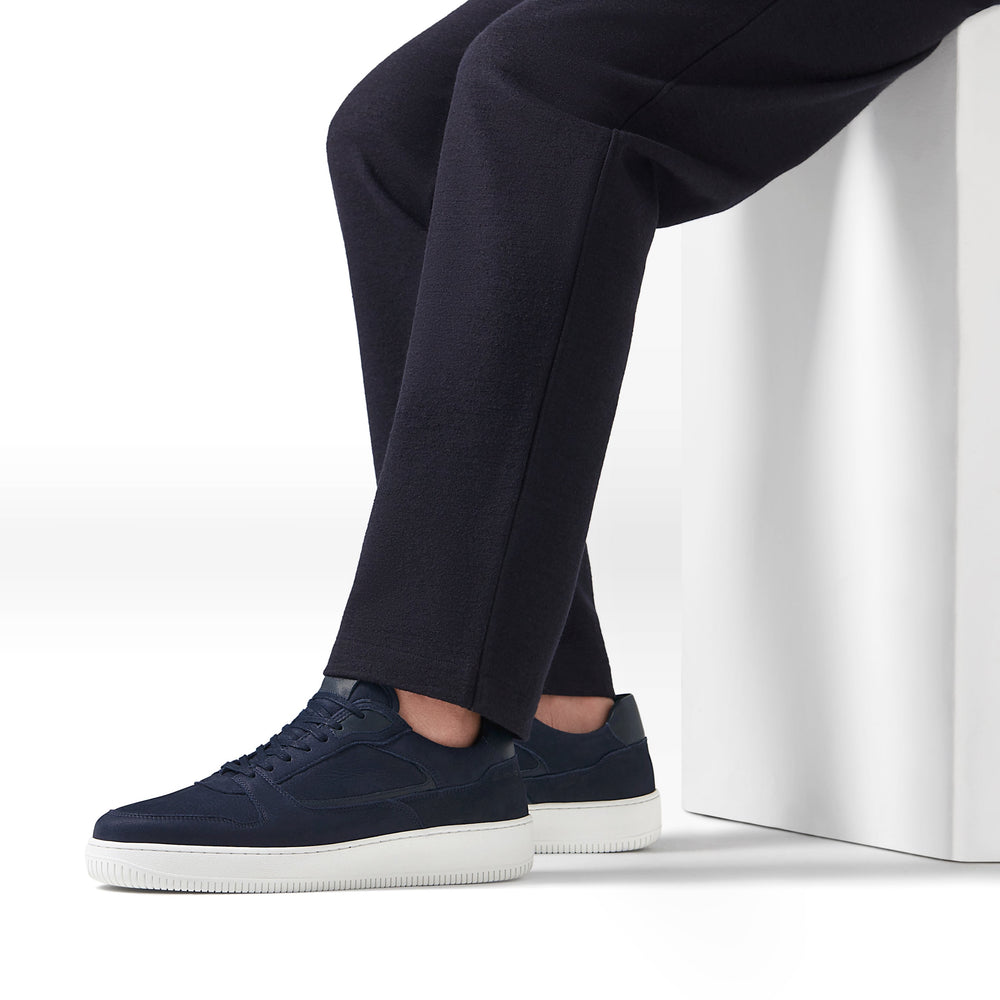 Uniform Standard Men's Series 5 minimalist nubuck leather sneaker in Blue handcrafted in Portugal