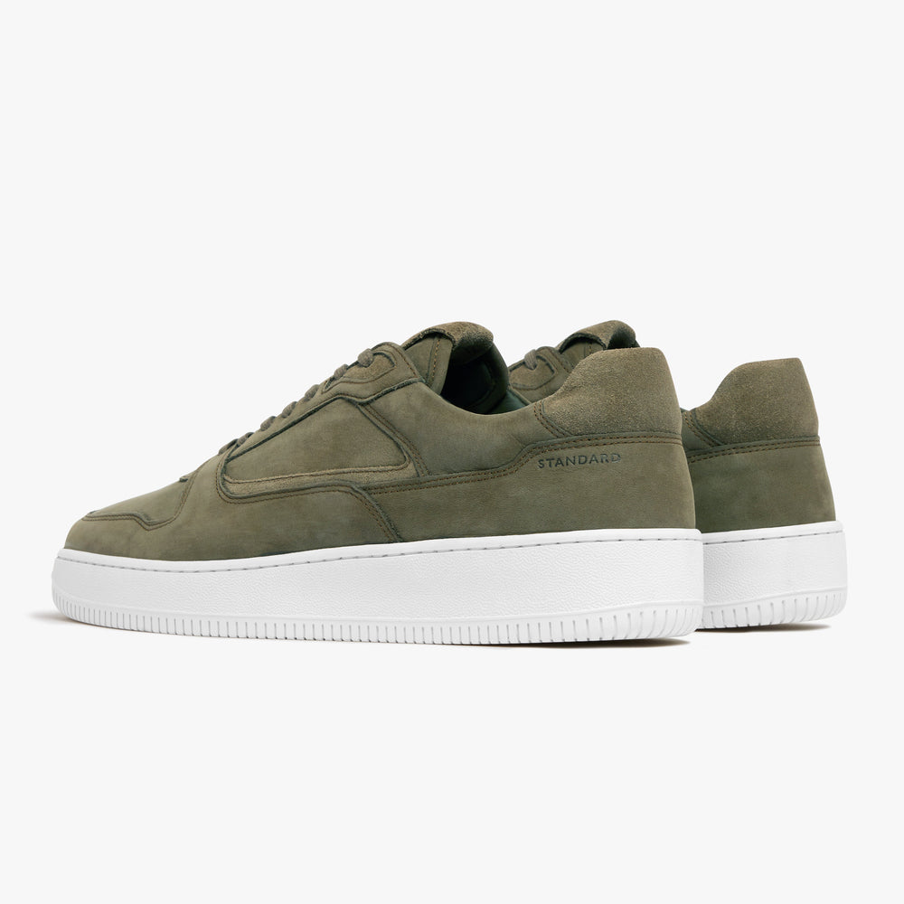 Uniform Standard Men's Series 5 minimalist nubuck leather sneaker in Green handcrafted in Portugal