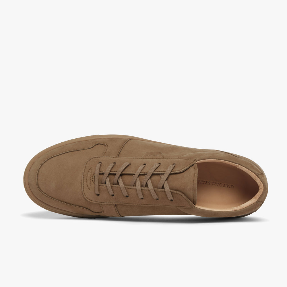 Uniform Standard Men's Series 6 minimalist nubuck leather sneaker in Brown handcrafted in Portugal