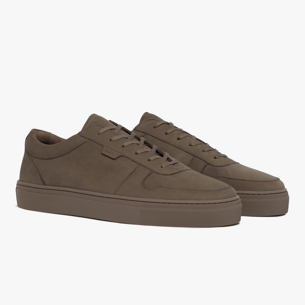 Uniform Standard Men's Series 6 minimalist nubuck leather sneaker in Brown handcrafted in Portugal