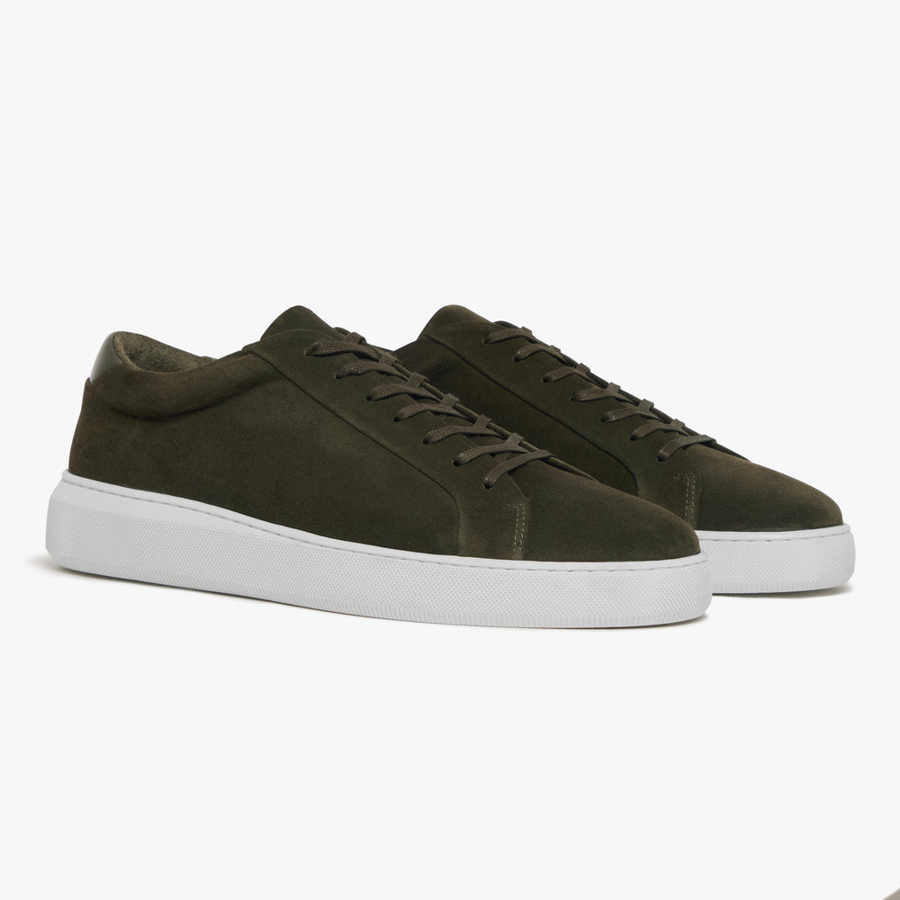 Uniform Standard Men's Series 8 minimalist suede sneaker in Green handcrafted in Portugal