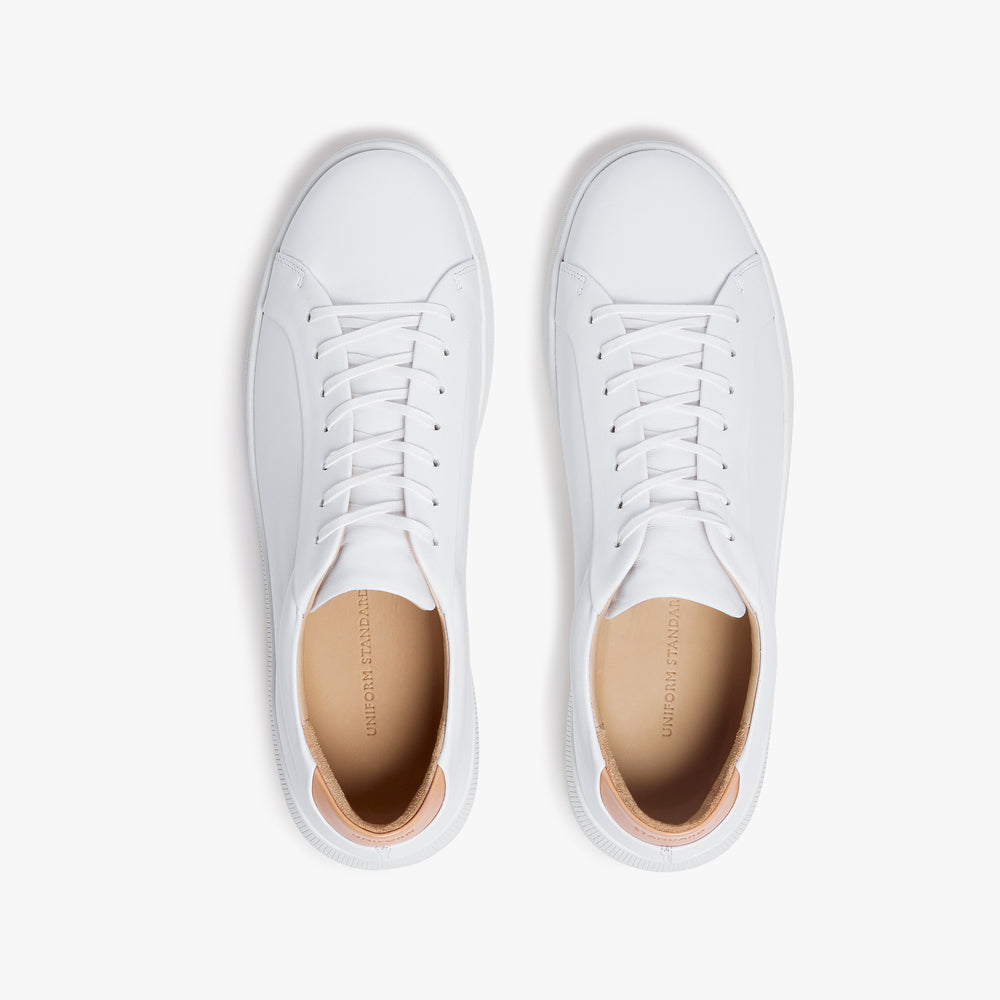 Uniform Standard Men's Series 8 minimalist leather sneaker in White handcrafted in Portugal