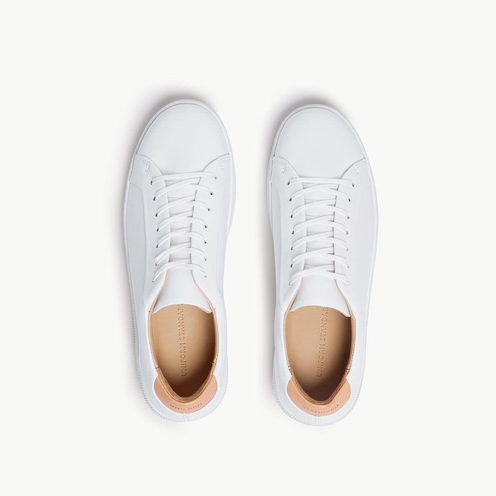 Uniform Standard Men's Series 8 minimalist leather sneaker in White handcrafted in Portugal