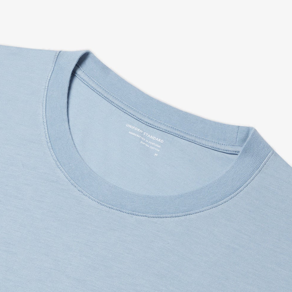 Uniform Standard Men's organic cotton minimalist t-shirt in Blue