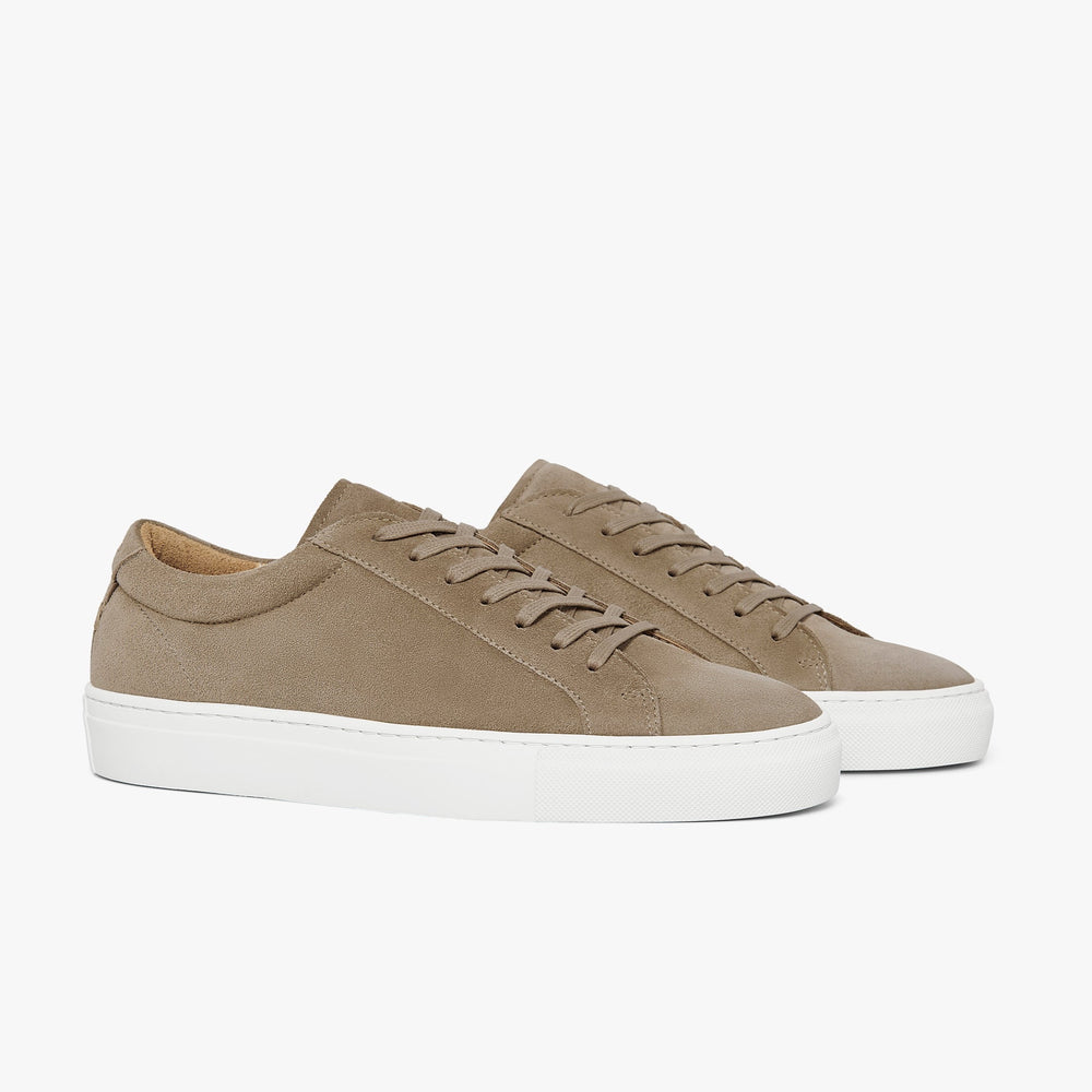 Uniform Standard Women's Series 1 minimalist suede sneaker in Beige handcrafted in Portugal