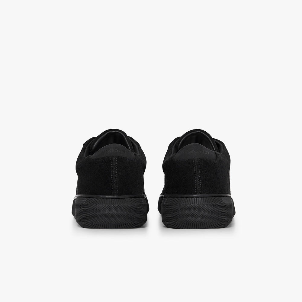 Uniform Standard Women's Series 8 minimalist suede sneaker in Black handcrafted in Portugal