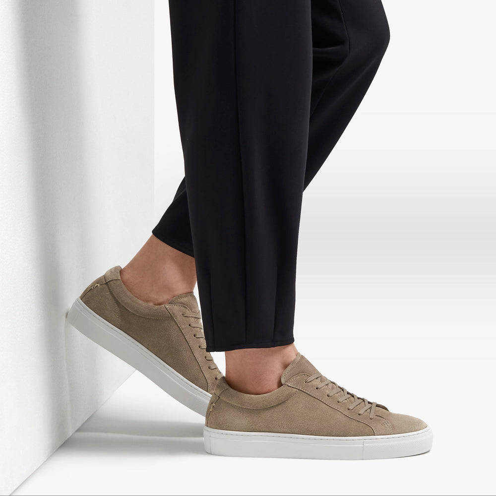 Uniform Standard Women's Series 1 minimalist suede sneaker in Beige handcrafted in Portugal
