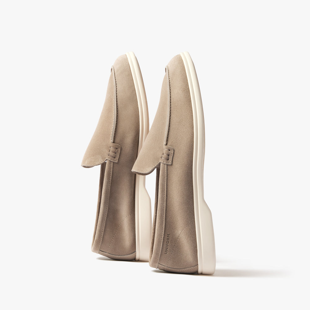 Uniform Standard Men's minimalist leather loafer in Beige handcrafted in Portugal