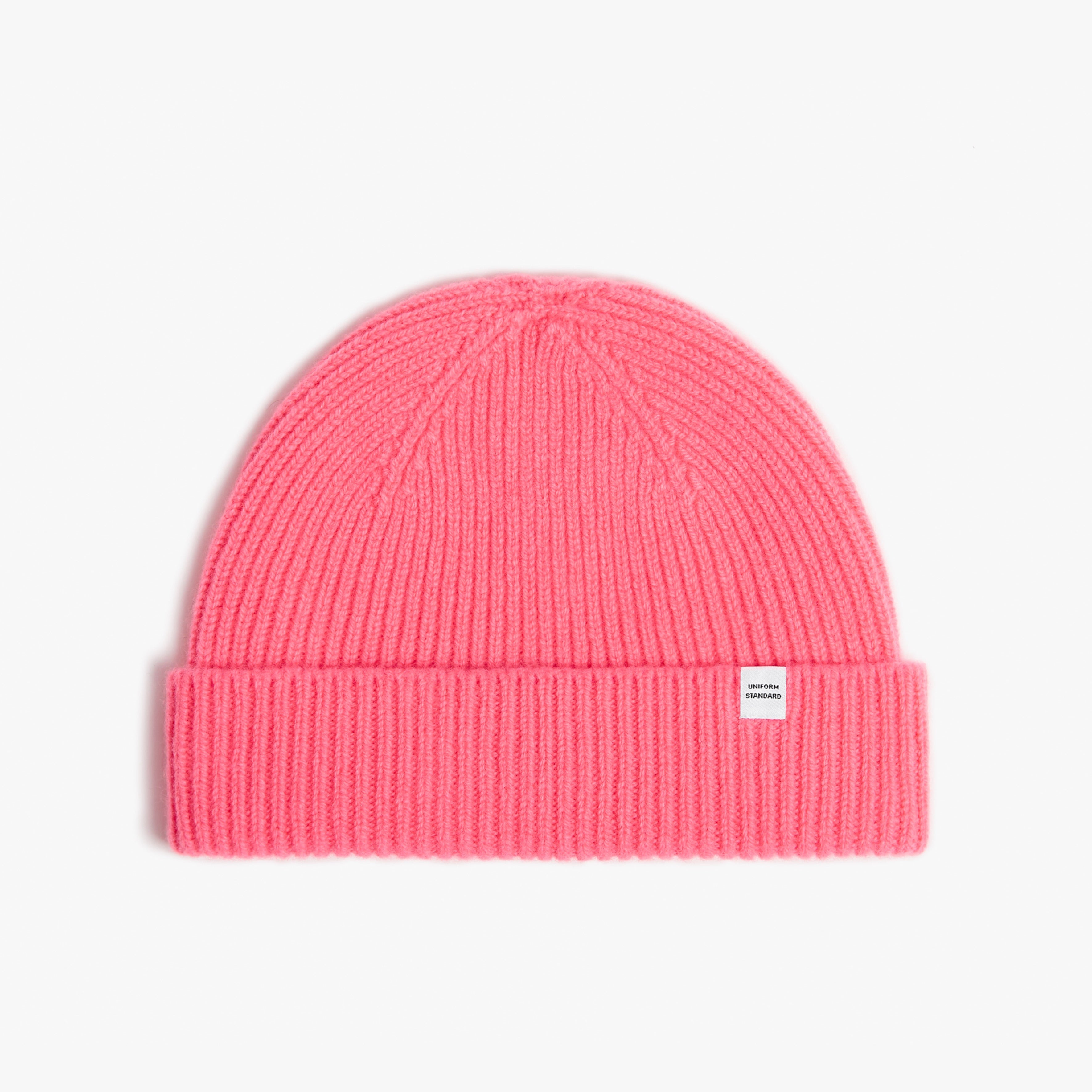 Merino Wool Rib Short Beanie Coral