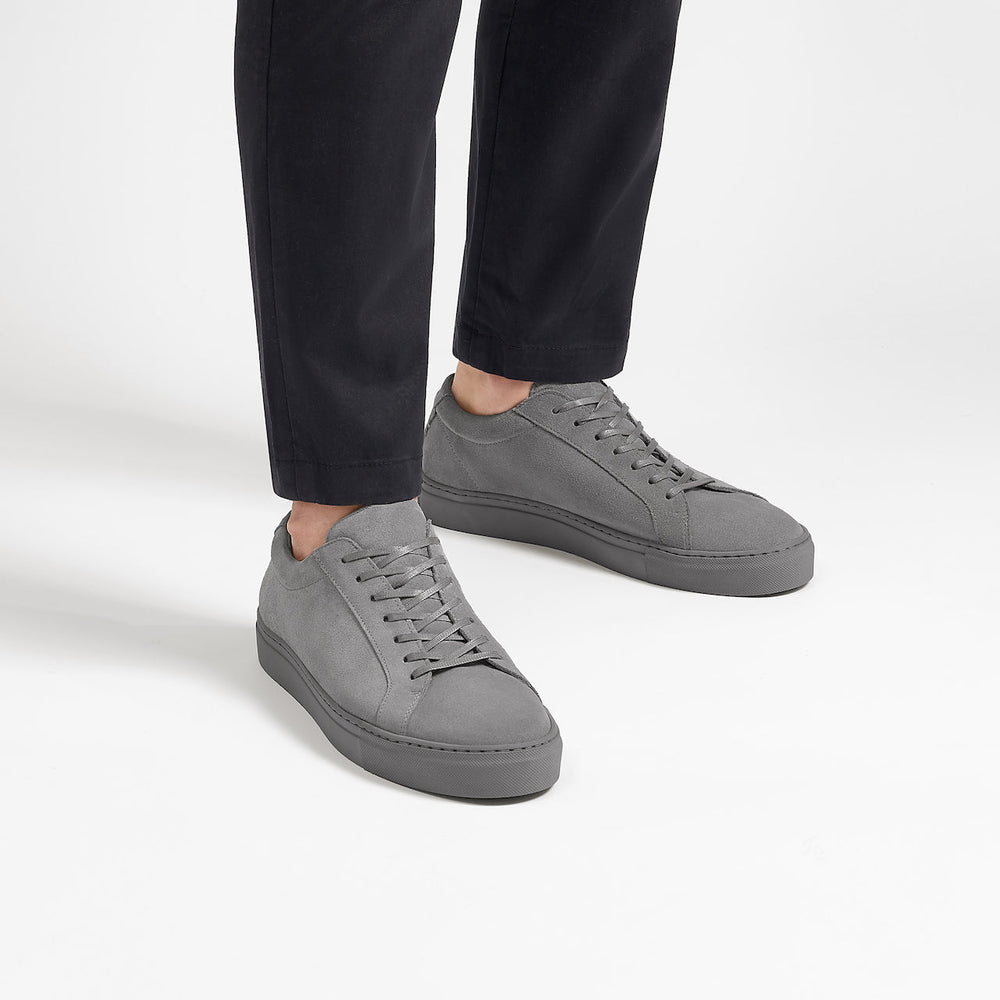 Uniform Standard Men's Series 1 minimalist suede sneaker in Grey handcrafted in Portugal