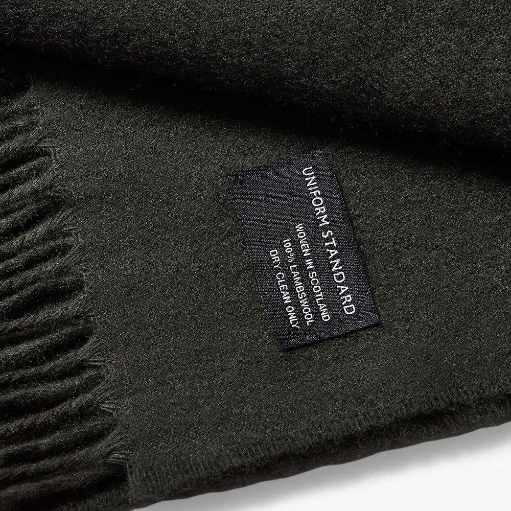 Uniform Standard luxury merino wool scarf in Green designed in East London