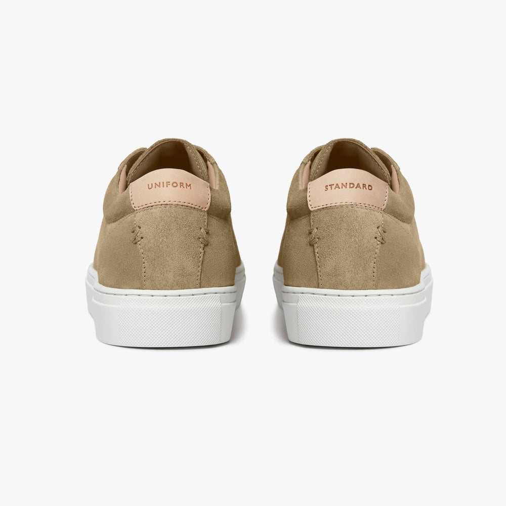 Uniform Standard Men's Series 1 minimalist suede sneaker in Beige handcrafted in Portugal