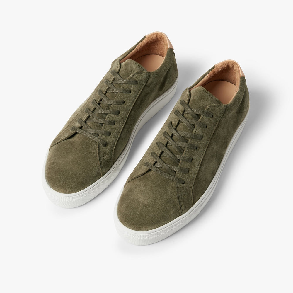 Uniform Standard Men's Series 1 minimalist suede sneaker in Green handcrafted in Portugal