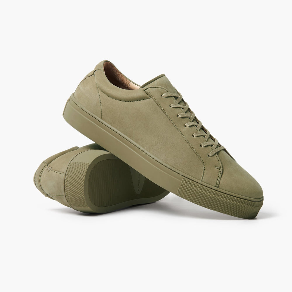 Uniform Standard Men's Series 1 minimalist nubuck leather sneaker in Green handcrafted in Portugal