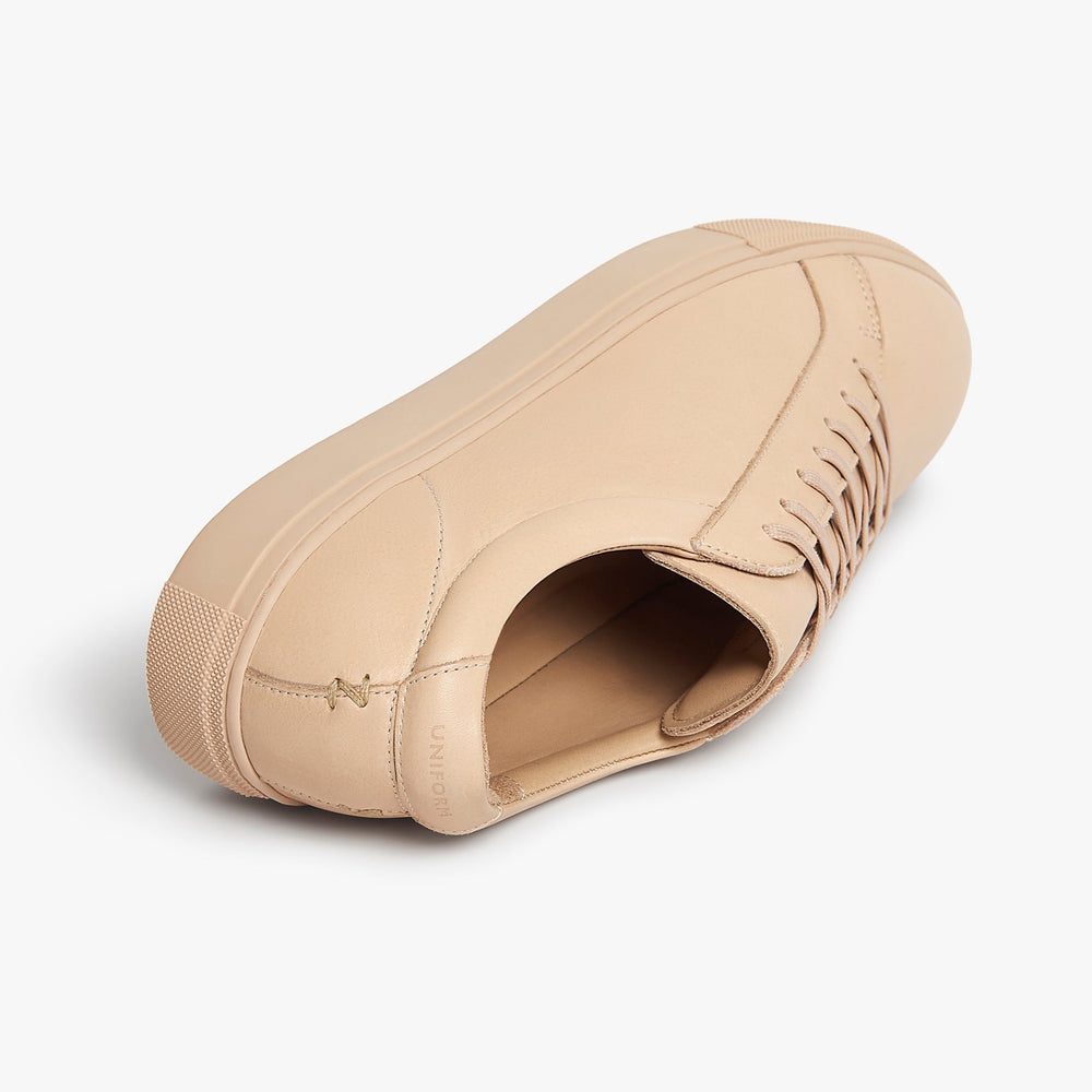 Uniform Standard Men's Series 1 minimalist leather sneaker in Beige handcrafted in Portugal