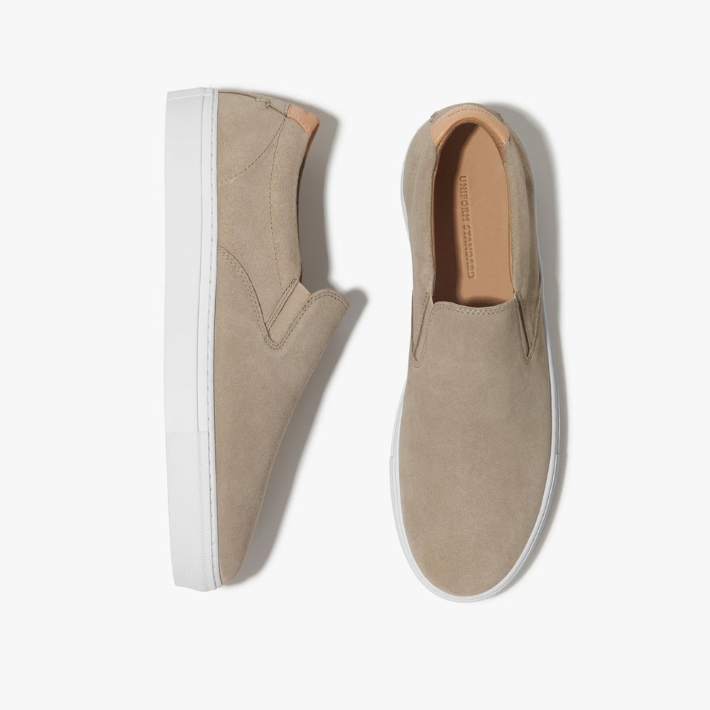 Uniform Standard Men's Series 2 minimalist suede sneaker in Beige handcrafted in Portugal